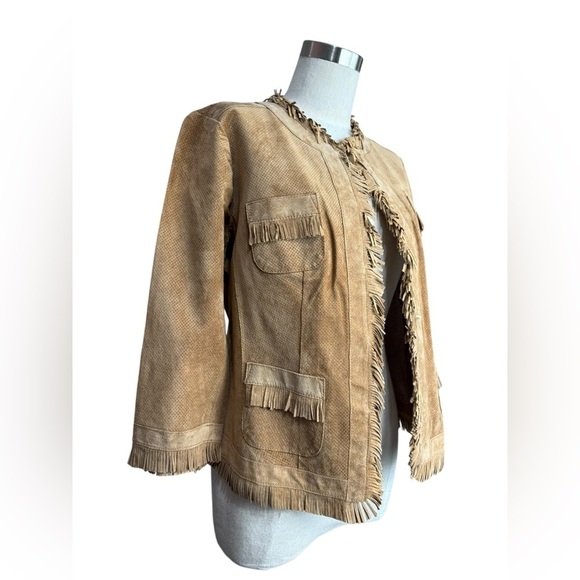 Chicos Lexi Fringe Suede Leather Jacket Saddle Tan NWT Size small - Picture 5 of 8
